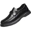 Sapatos Casuais de Couro para Homens, Couro Bovino, Primavera e Outono, Respiráveis, Mocassins Slip-On Formais de Negócios, Sapatos Gorro Tendência para Negócios
