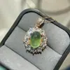 Pingente de Pedra de Uva Natural, Cristal Fluorescente Tipo Gelo, Prata 925 Limpa com Inlay de Precisão, Pedra Principal 8X12mm
