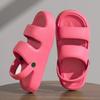 Casal sandálias sapatos romanos de sola grossa banda larga simples cor sólida EVA queda sensação DIY praia férias sandálias
