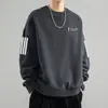 Moletom masculino 2025 outono estilo americano solto manga longa gola redonda esportivo espesso pulôver modelo moderno peso pesado