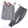 Pijama Masculino Fino Primavera Pulôver Manga Longa Algodão Puro Juventude Conjunto Loungewear Roupa de Casa Primavera e Outono Estilo Japonês Gola Redonda