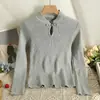 Camiseta Interior de Punto para Mujer en Otoño e Invierno, Suéter Interior Delgado de Manga Larga, Nuevo Cierre de Estilo Nacional Chinoiserie