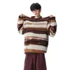 Tricô Mohair Retrô Masculino Inverno Listra Americana Suéter Casual Marca Tendência High Street Solto Par Versátil Top