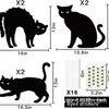 Decoración de Halloween para Exteriores Gato Negro Inserción Señal para Patio Silueta de Terror Ojos Negros Brillantes Impermeable Decoración de Césped