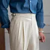 Venta Directa de Fábrica Pantalones de Pierna Recta Cintura Alta Estilo Italiano para Hombre Cintura París Pantalones Ligeros de Vestir