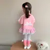 Conjunto de Moletom Fofo e Leggings para Meninas, Novo Estilo Primavera 2026, Roupa Casual Estilosa para Bebês Meninas