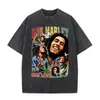 Camiseta con Estampado Gráfico Retro Lavada de Bob Marley One Love Reggae, Hombres, Mujeres Camiseta de Algodón Casual Retro, Hombres