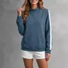 Sudadera de punto acanalado de cuello alto para mujer, estilo casual deportivo holgado con rayas en las mangas, nueva colección Otoño/Invierno 2026, europea y americana transfronteriza