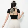 Camiseta Deportiva con Almohadillas en el Pecho, Ropa de Yoga para Mujer, Top Deportivo de Pilates para Entrenamiento Fitness, Espalda Descubierta Bonita Manga Corta