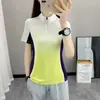 Ropa de Exterior de Secado Rápido para Mujer de Verano, Elástica, Transpirable, Ajustada, Cuello Alto, Ropa Deportiva de Manga Corta, Camiseta de Punto Informal