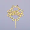 Decoración para pastel de acrílico feliz cumpleaños enchufe Dorado Plateado Adornos cuadrados para decoración de coche feliz cumpleaños
