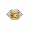¡Una Mirada Que Dura Toda la Vida! Anillo Abierto Cuadrado de Circonita Estilo Palacio con un Toque Único de Alta Gama, Joyería de Dedo Lujosa