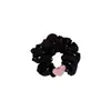 Goma para el pelo scrunchie de alta gama con estampado de lunares y forma de corazón en color azul y café para mujer, adecuada para coletas altas, accesorio versátil de estilo coreano para recogido pequeño