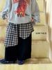 Calça-Saia Infantil Meninos Cheese and Meow 2025 Outono Novo Estilo Coreano Xadrez Perna Larga Calça Casual Infantil Tendência Kids