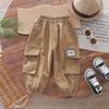 Overoles para niño 2024 Otoño Pantalones de doble bolsillo Estilo coreano Pantalones casuales holgados para niños pequeños y medianos Pantalones transpirables de moda para niños