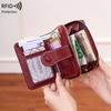 Monedero corto antimagnético RFID transfronterizo, multifuncional, con cremallera y hebilla, estilo retro europeo y americano para mujer.