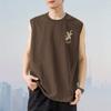 Chaleco de Algodón Puro para Hombre Sin Mangas Estilo Americano Chaleco Verano Ropa Exterior Suelto Moderno Cuello Redondo Algodón Puro Corte Manga Estilo Delgado
