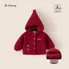 Roupas Infantis Bangxuan Chapéu Pontudo Roupas de Inverno Menina Suéter de Lã Manga Longa Roupas Quentes Jaqueta Acolchoada de Algodão Infantil Roupa Externa para Menina
