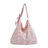 Bolsa Tote de Ombro Feminina Casual para Trabalho e Deslocamento, Estilo Coreano 2026, com Flor de Renda nas Axilas, Nova Moda