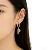 Pendiente de Letra Completa de Diamante PVD Dorado Acero de Titanio Pendientes Nicho Europeo y Americano Lujo Ligero Circonita Incrustada Ear Cuff Mujer Transfronterizo
