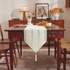 Bandeira de Mesa Estilo Escandinavo Emendada com Borlas Estilo Americano Simples Luxo Acessível Decoração de Mesa para Feriados de Alto Nível Toalha de Mesa Longa Algodão