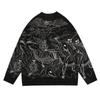 Ebay Harajuku Europeu e Americano Cross-border Moda Suéter Malha Gótico Punk Y2K Retro Manga Longa Top Masculino e Feminino