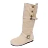 Botas largas de mujer estilo británico retro con plataforma y aumento de altura, nuevas botas largas Birkenstock versátiles de ajuste slim para otoño 2026