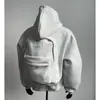 Marca Americana Moderna Mochila Estéreo Cardigan com Capuz Moletom Masculino Primavera Design de Nicho Jaqueta com Zíper Hoodie Tendência