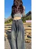 Jeans Rectos Retro Americanos para Mujer, Nuevo Estilo Primavera/Verano 2026, Pantalones Sueltos Estrechos de Pierna Ancha Adelgazantes de Cintura Alta