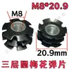 M8M10 estilhaço flor de ameixeira tubo redondo de três camadas porca girassol display rack peça de ligação porca sem solda em tubo