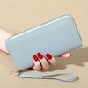 Cartera nueva 2024, estilo coreano, bonita, de PU, larga, de gran capacidad, para mujer, con cremallera para múltiples tarjetas, bolso de mano para teléfono