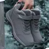 Zapatos de algodón suela blanda zapatos para ancianos antideslizantes cálidos papá invierno botas de nieve para hombre con algodón añadido en el medio con forro polar zapatos para caminar para ancianos