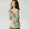 Suéter de punto fino suelto Campbell Yarn 75% cachemira 25% seda de morera para mujer, cuello redondo, top hueco versátil