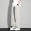 Pantalones Finos para Hombre, Pantalones de Seda Helada, Pantalones Deportivos Casuales de Verano, Holgados, Adelgazantes, de Pierna Recta, Largos, con Caída, de Marca de Moda