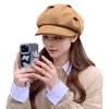 Chapéu Octogonal Engrossado Estilo Coreano Outono e Inverno, Chapéu Nuvem Fashion, Versátil para Mulheres com Cabeça Grande, Boina Pequena que Valoriza o Rosto