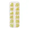 Set Transfronterizo de 12 Piezas de Tachuelas para Uñas, Forma de Cruz, Forma de Estrella, Forma de Punto, Forma de Moño, Pegatinas Metálicas Irregulares para Uñas