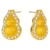 Pendientes de Calabaza Vintage Chapados en Oro Puro de Plata S999 Cepillados para Mujer, de Moda, Lujo Ligero, Exquisitos y Elegantes, un Regalo para Mamá en el Día de la Madre