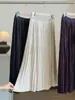 Saia midi de veludo retrô estilo coreano para mulheres, nova coleção de outono, cintura alta, modeladora, versátil, corte A, barra larga, plissada