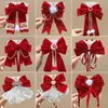 Grampo de Cabelo Laço Acessório de Cabelo para Meninas, Presilha de Cabelo Vermelha para Trás da Cabeça, Grampo de Cabelo de Ano Novo para Meninas, Ornamento de Cabelo de Fita Infantil