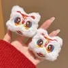 Horquilla de Borla Roja de Danza del León de Año Nuevo para Niñas y Niños, Accesorio Hanfu de Estilo Chino Tradicional, Adorno para el Cabello de Año Nuevo Estilo Chino