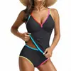 Bikini2026 Nuevo Modelo de Comercio Exterior Amazon Traje de Baño de Dos Piezas con Bloques de Color para Mujer, Adelgazante y Favorecedor, Bikini de Estilo Europeo y Americano