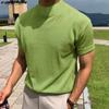 Verão 2026 Novo Transfronteiriço Aliexpress Roupas Masculinas em Estoque Estilo Coreano Moda Camiseta Básica Cor Sólida Gola Alta Manga Curta