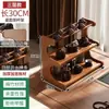 Portavasos de Escritorio Madera Maciza Estilo Chino Nuevo Estante de Almacenamiento para Mesa de Té Multicapa Exhibidor de Juego de Té Tetera de Arcilla Púrpura Metabo