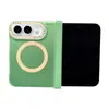 Compatible con carcasa de teléfono iPhone Duo, diseño de bloques de colores, carcasa plegable Apple 18 con eje central y fijación magnética, estilo minimalista