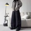 Calça Retrô Americana de Alta Qualidade com Rebites e Design de Cimitarra para Homens e Mulheres, Tendência High Street Solta Versátil de Perna Larga Casual