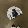 Camiseta Pulôver Manga Longa Y2K Gola Redonda Estampada DIY Personalizada Estilo Europeu e Americano, Top Vintage Street Style, Solta e Simples, Atacado