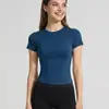 Top de Pilates Yoga Manga Corta Alta Elasticidad Estilo Deportivo Ropa Fitness para Mujeres Correr Fitness Secado Rápido Camiseta de Manga Corta para Mujeres