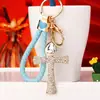 Llavero de Coche con Cruz de Pedrería de Corazón para Niña, Colgante Creativo Lindo Coreano para Bolso Femenino, Anillo de Llavero