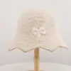 Sombrero de pescador de punto de alpaca para mujer coreana de principios de otoño, borde ondulado fino, que cubre la cara, ligero y transpirable, con lazo de perla