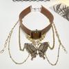 Collar con borla de mariposa de cuero marrón, dulce, genial y sexy, gargantilla femenina con diseño personalizado de nicho